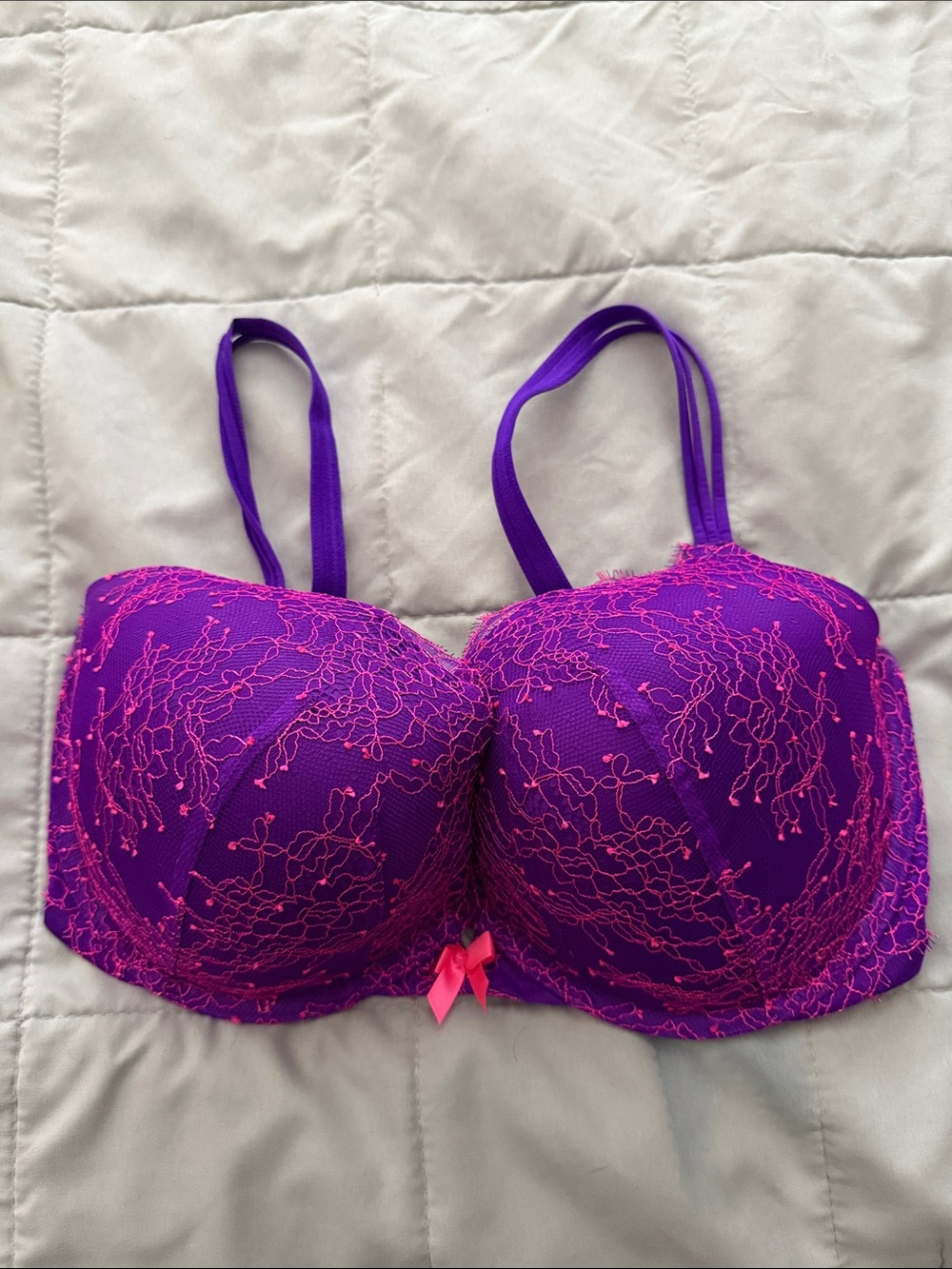 Victoria's Secret Purple Bra with Pink Lace Detail